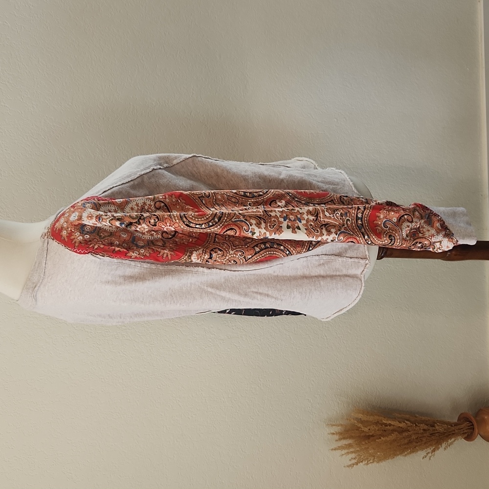 Free People Multicolor Patchwork Long Sleeve Top - image 4